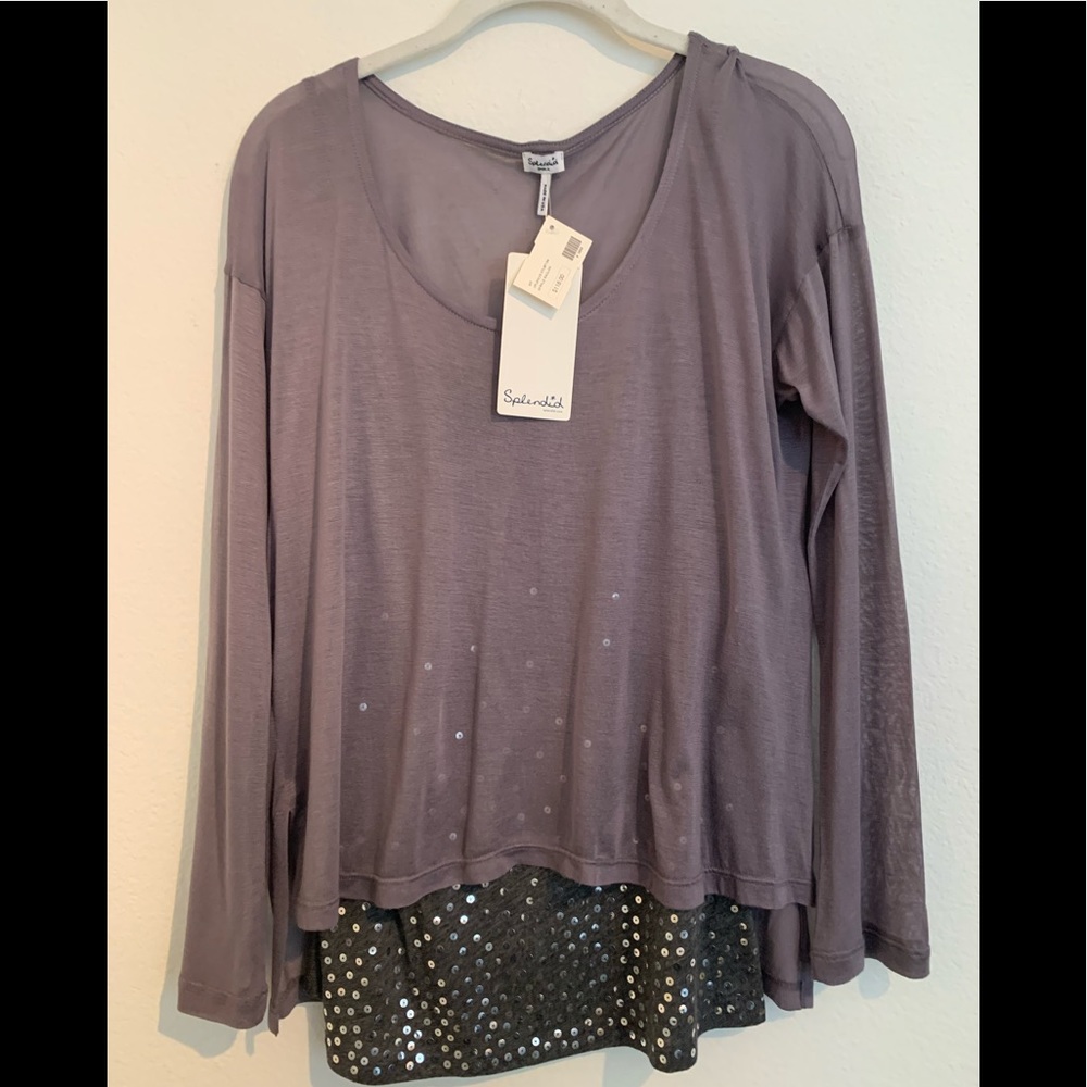 New! Splendid sparkle raglan two piece top set S